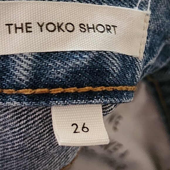 Denim Forum Medium Wash Organic Cotton Denim High Rise Yoko Shorts - Picture 6 of 7